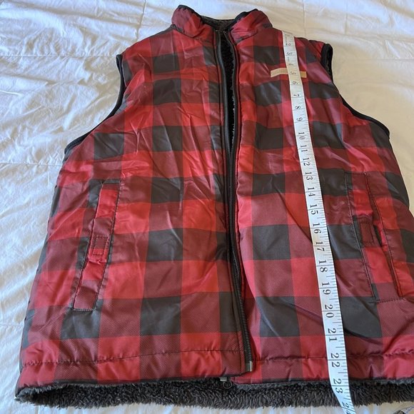 Buffalo David Britton Puffer Vest Women Large Red Plaid Reversible High Collar - Picture 7 of 13